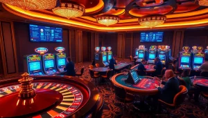 A professional gambler playing at a casino table while exploring hidden wiki 2026 insights on a digital interface.