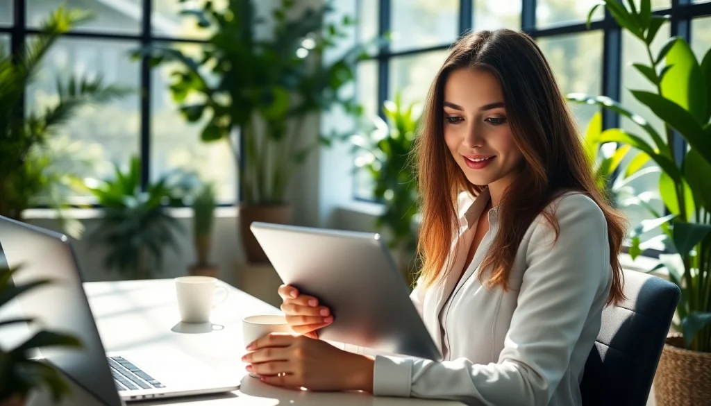 Interacción eficiente con el iPad 10ma generación en un ambiente de trabajo moderno.