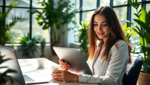 Interacción eficiente con el iPad 10ma generación en un ambiente de trabajo moderno.