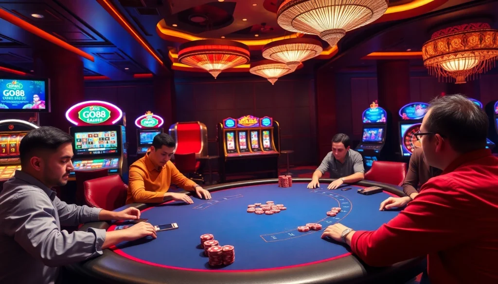 Engage in thrilling gameplay at go 88 with vibrant poker tables and exciting slot machines.