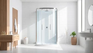 Entdecken Sie die sonni Duschkabine 80x80 in einem modernen Badezimmer mit sanften und beruhigenden Farben.