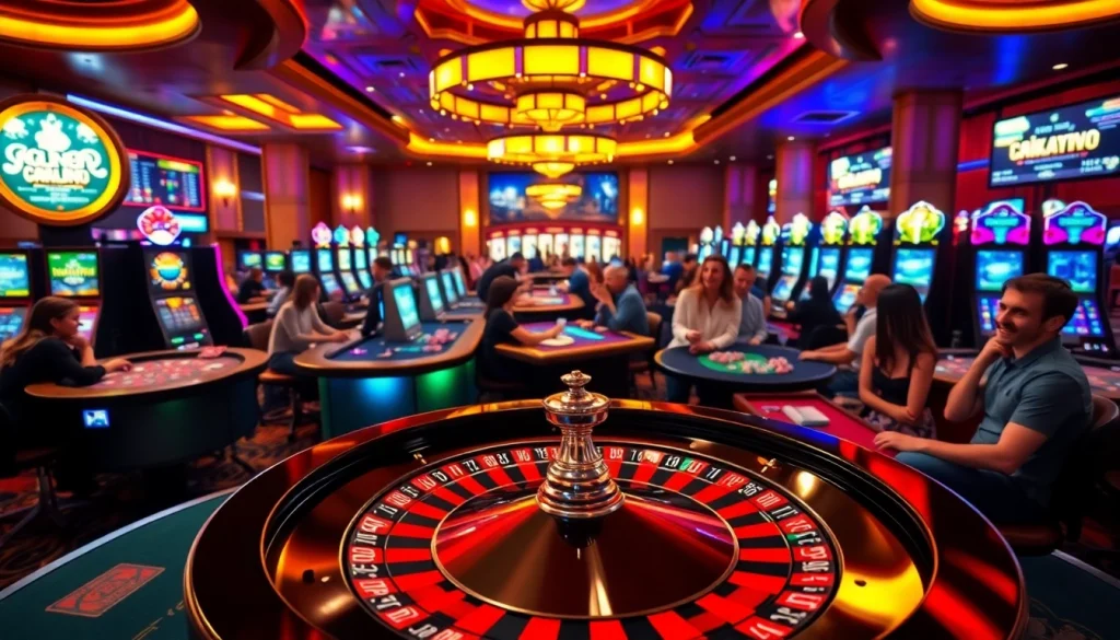 Para pemain menikmati pengalaman kasino mewah di meja permainan Datukwin yang meriah dengan roulette dan poker.