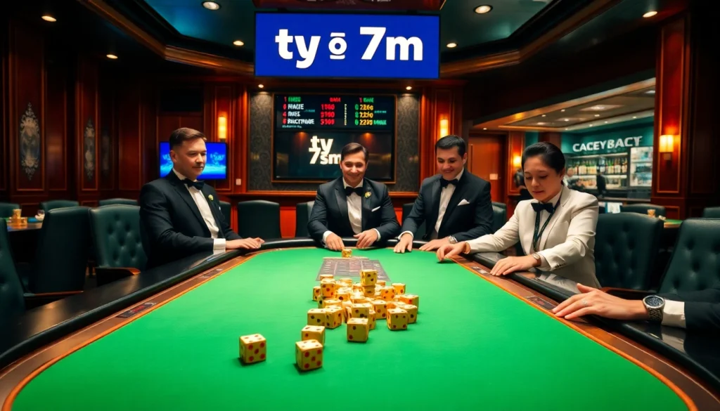 Experience the thrill of ty so 7m with competitive players at a lavish poker table.