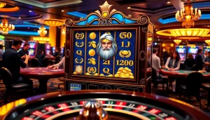 Putar mesin slot Zeus untuk memenangkan jackpot besar dalam suasana kasino yang ramai.