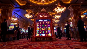 Spin the exciting Slot Zeus game with vibrant visuals and engaging themes in this dynamic casino setting.