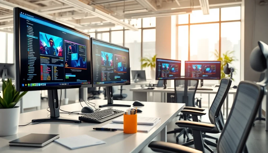 zirvegrupbilgisayar ile modern bir ofiste profesyonel bilgisayar kurulumu ve yazılımları.