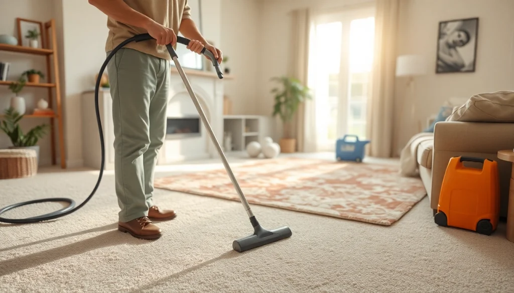 Efficient carpet cleaning lincoln ca illustrated by a professional technician in action.