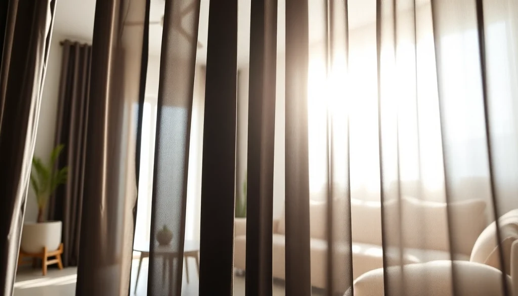 Verduisterende gordijnen die elegant hangen in een gezellige woonkamer.