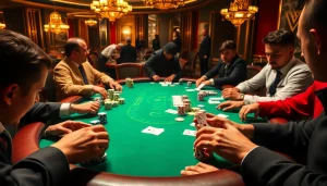 Players strategizing at a poker table amidst a luxurious setting, inspired by the hidden wiki concepts.
