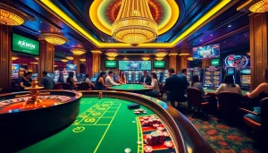 Engage in thrilling gambling activities at kkwin.com with dynamic gaming tables and vibrant casino atmosphere.