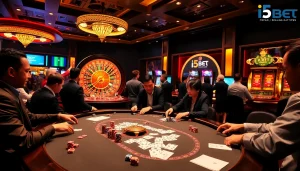 Engaging poker players at a lively casino table, showcasing the excitement of https://i5bet.it.com/ betting.