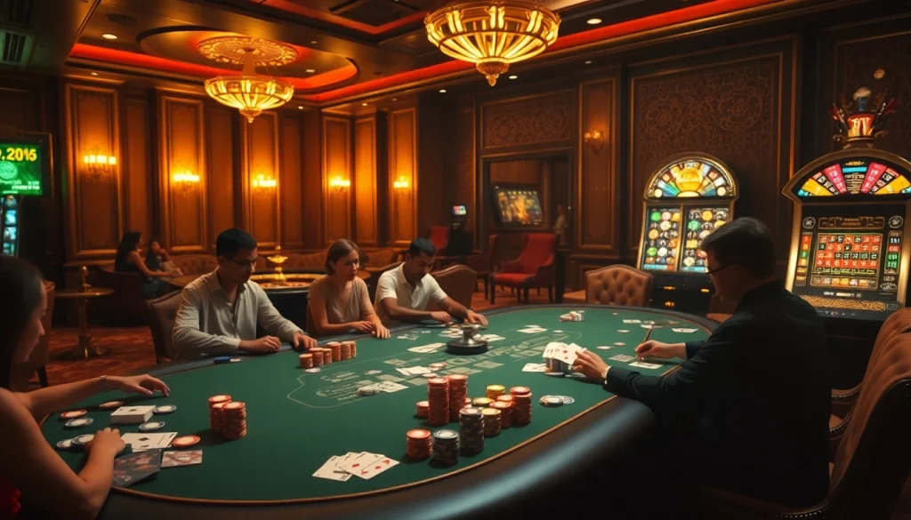 Engaging casino scene featuring professional poker players and vibrant hidden wiki links integrated.