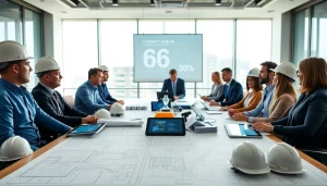 Engaged members of the construction association South Carolina collaborate during a meeting.