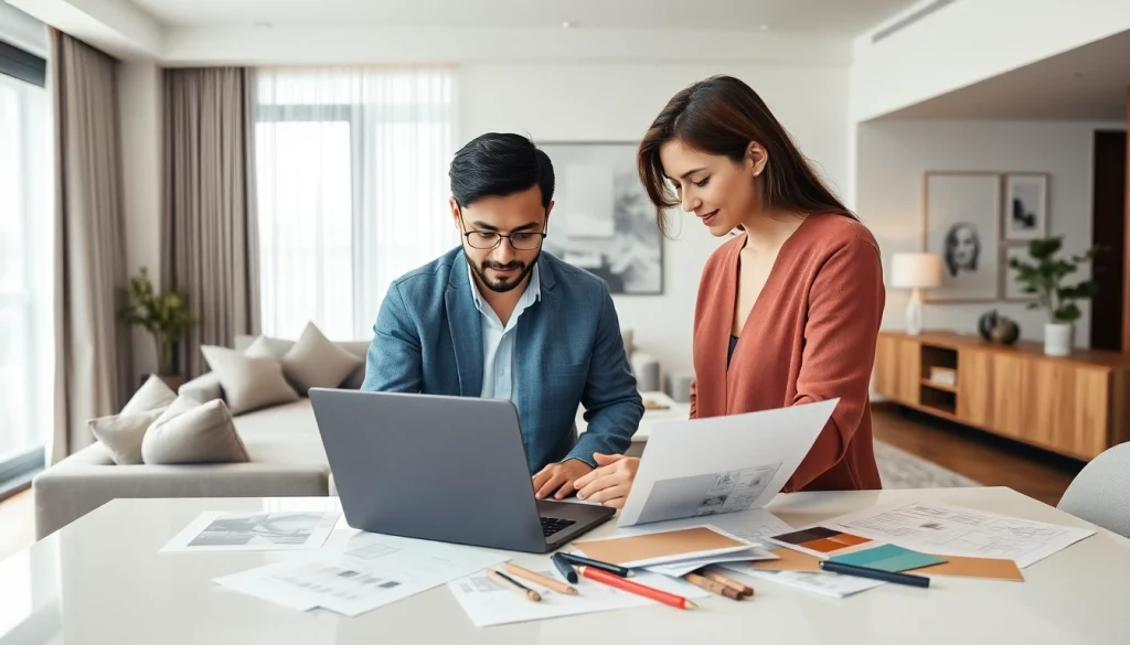 projektant wnętrz online tworzy nowoczesny projekt wnętrza, z markowymi materiałami i narzędziami