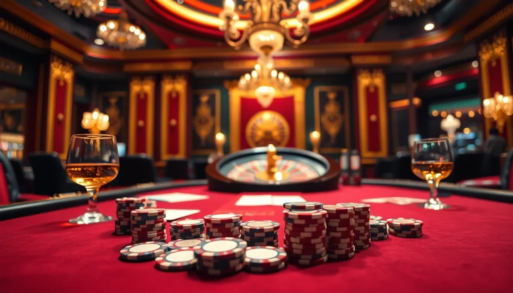 Masuk ke hoki 77 login di meja kasino mewah dengan chip dan kartu yang ditata rapi.