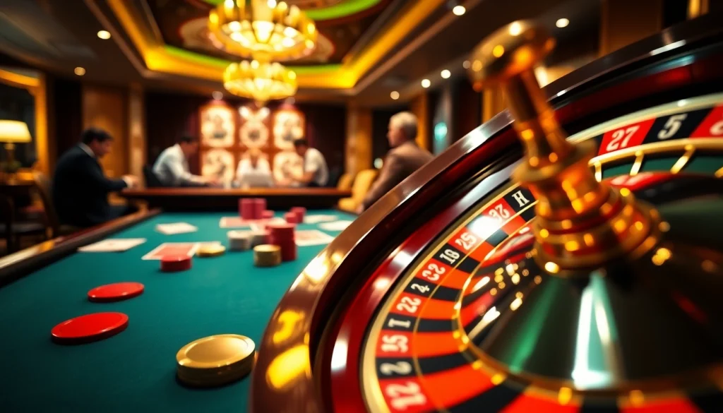 Playing poker at thabet college's luxury casino table, full of excitement and vibrant colors.