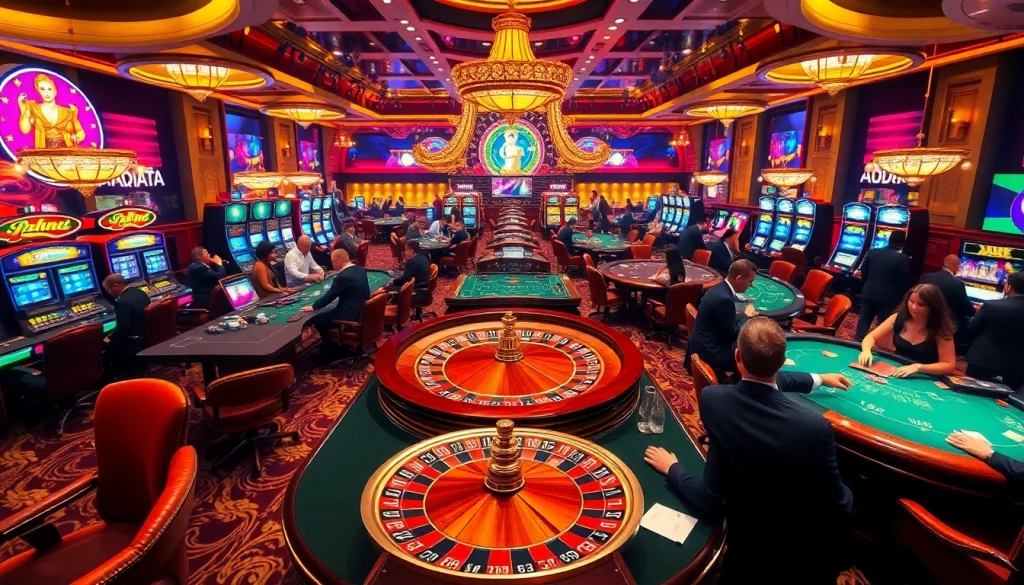 Découvrez l'excitation des meilleurs casino en ligne avec des joueurs dynamiques aux tables de poker et une roue de roulette.