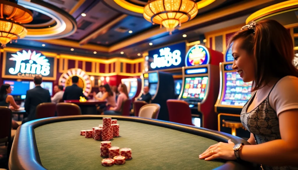 Experience top-tier gaming action at Jun888, featuring exciting slots and poker tables.
