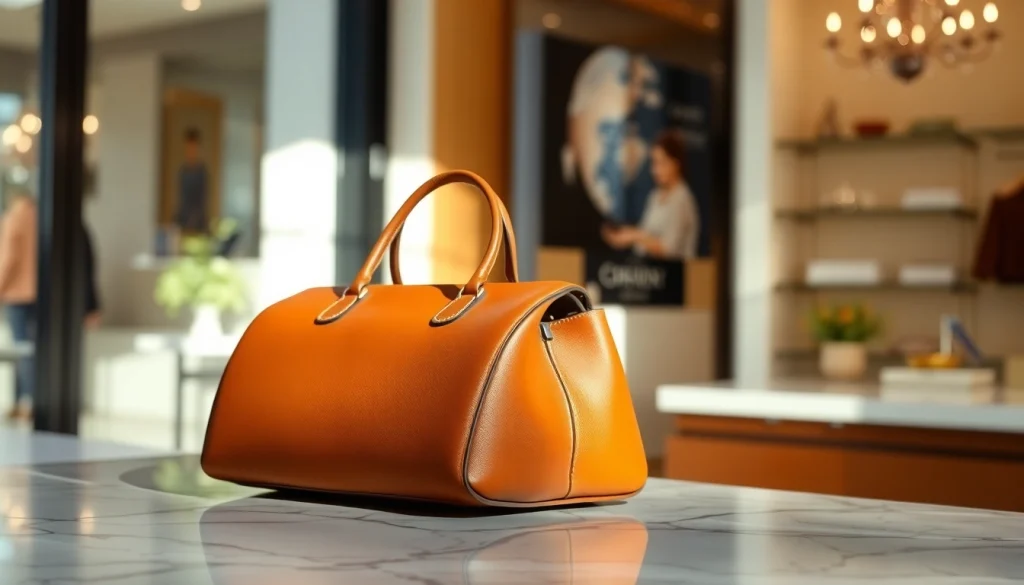 레플리카의 세련된 고급 핸드백을 부드러운 자연광 아래에서 강조합니다.