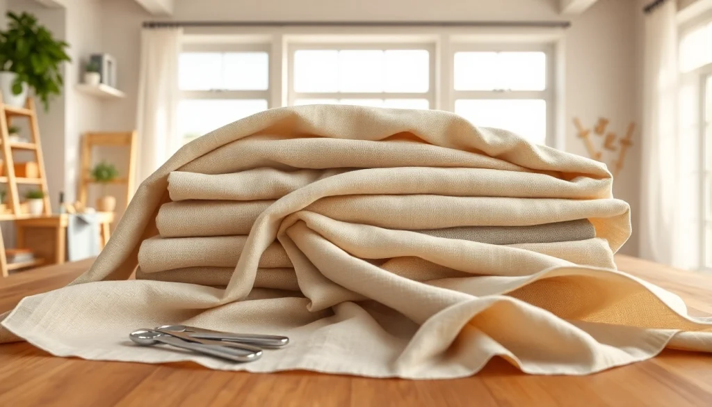 Linnen stoffen in diverse texturen en kleuren, prachtig gepresenteerd in een studio.