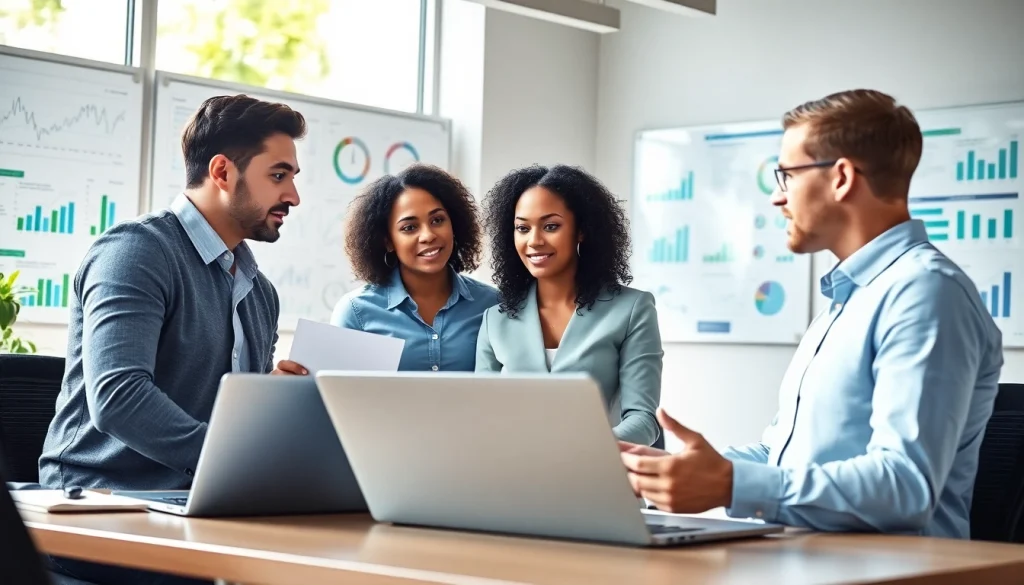 Explore competitive intelligence faqs with a diverse team analyzing data in a bright office.