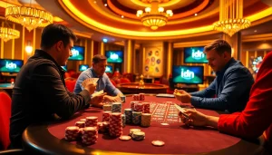 Main poker dan menangkan besar di idn play, menampilkan permainan meja yang berwarna-warni dan antarmuka digital.
