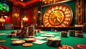 Rasakan sensasi berjudi dengan tautan KIT4D di meja kasino mewah, lengkap dengan chip poker yang berwarna-warni.