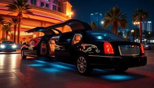 Los Angeles Limo providing luxury transportation outside a glamorous venue.