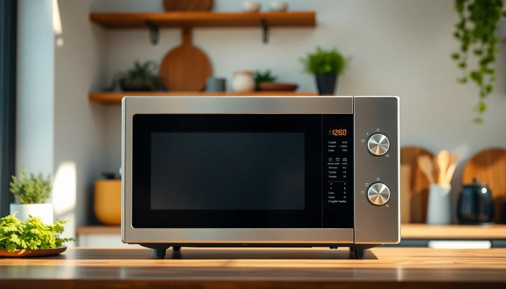 Elevate microwave oven sales with a modern design showcased in a chic kitchen.